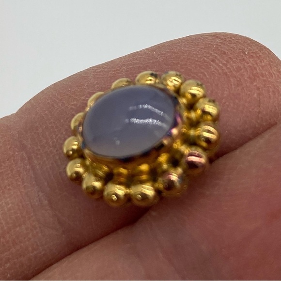 Sundance catalog Moonstone post earrings. Bead Bezel 925 gold fill. Vintage NWOT - Picture 3 of 8